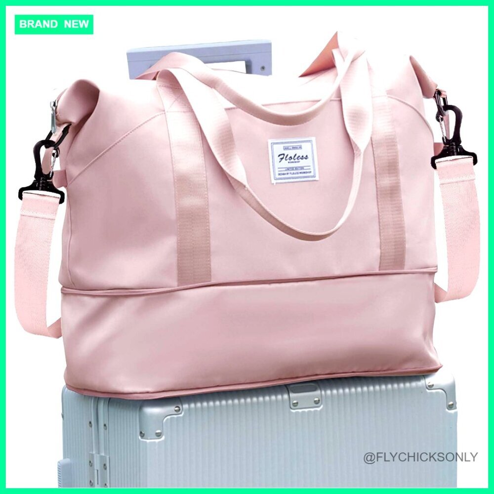 35L Waterproof Travel Duffel Bag with Trolley Sleeve, Gym Tote